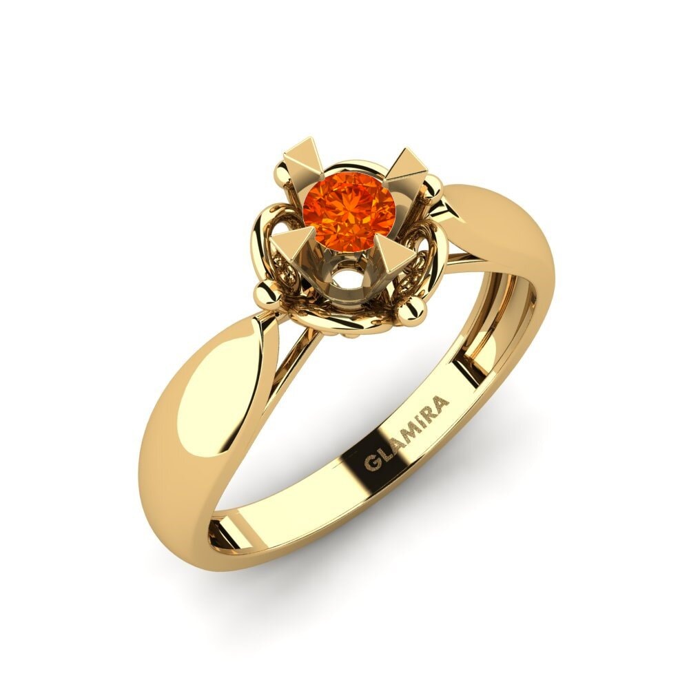 18k Oro Amarillo Zafiro Naranja Anillo de compromiso Indifferently
