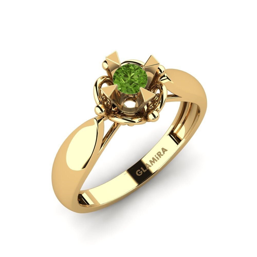 9k Oro Amarillo Peridoto Anillo de compromiso Indifferently