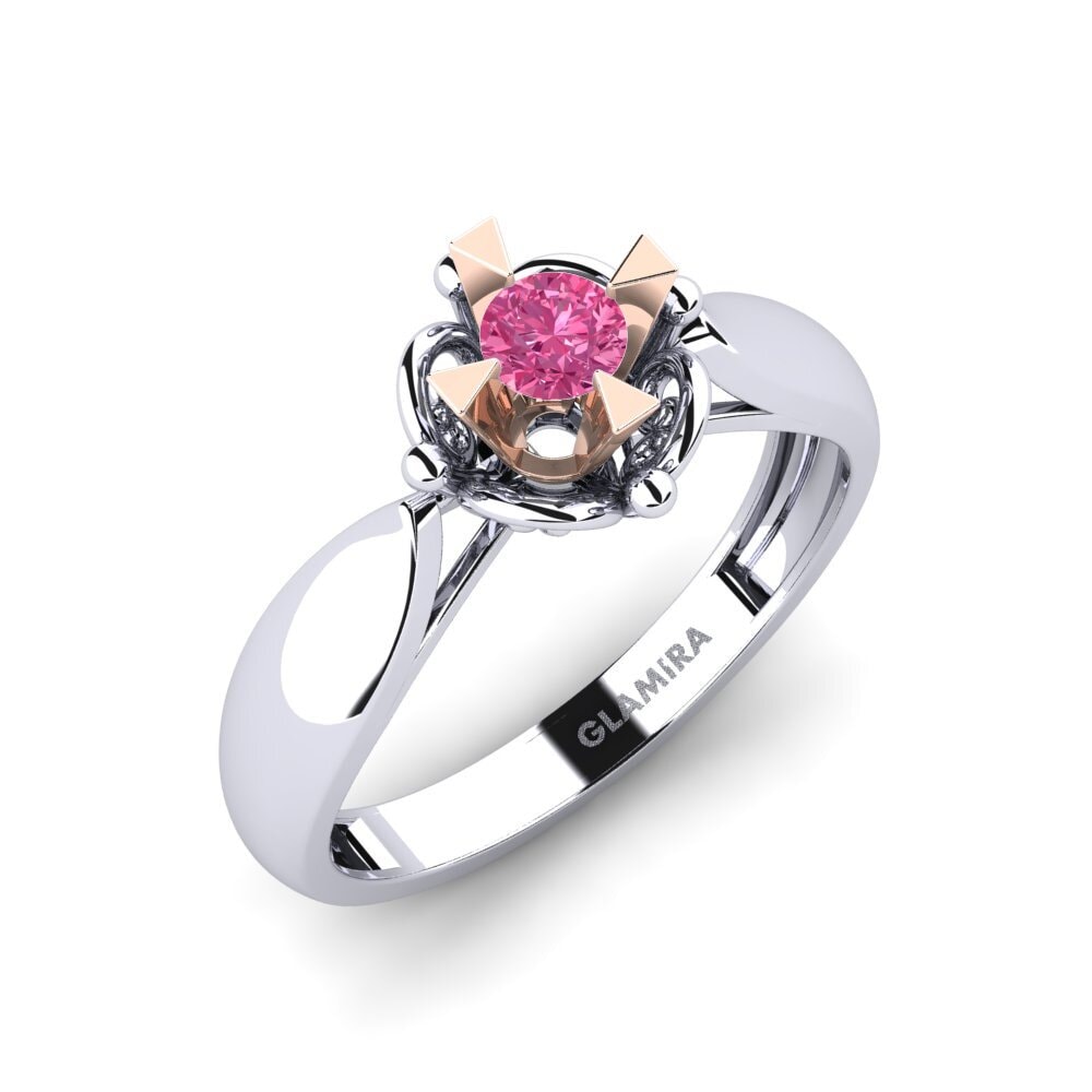14ct White & Rose Gold Pink Tourmaline Engagement Ring Indifferently