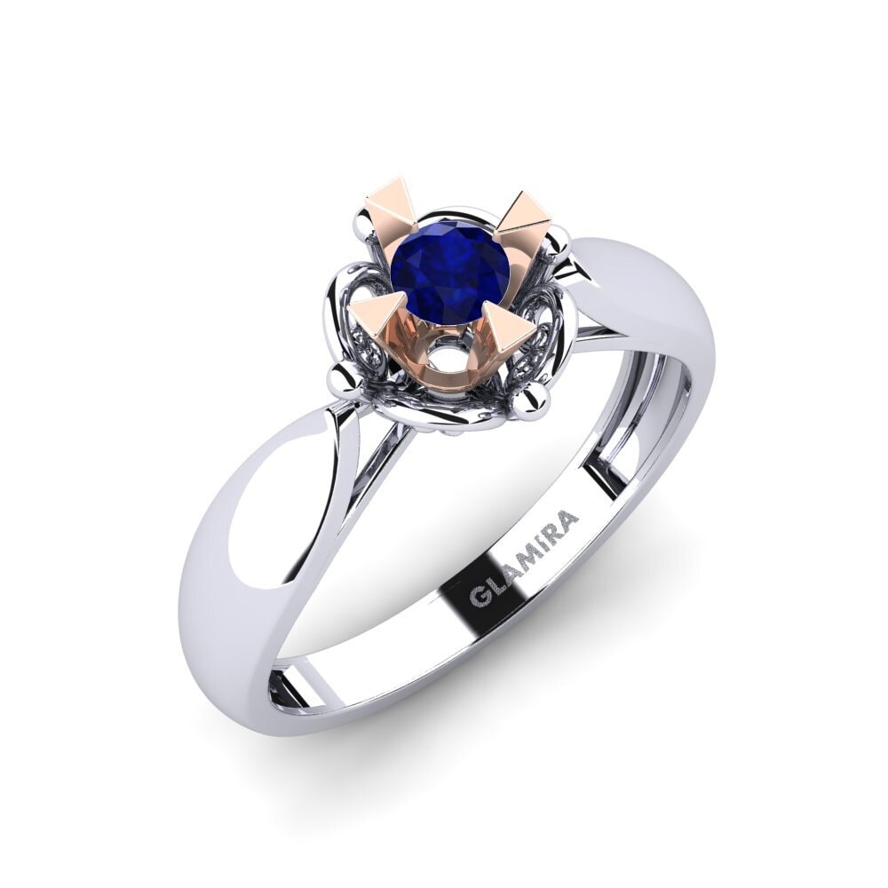 14ct White & Rose Gold Sapphire Engagement Ring Indifferently