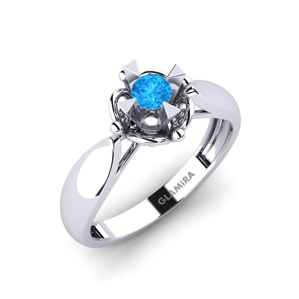 950 Platina Modrý topaz Zásnubní prsten Indifferently