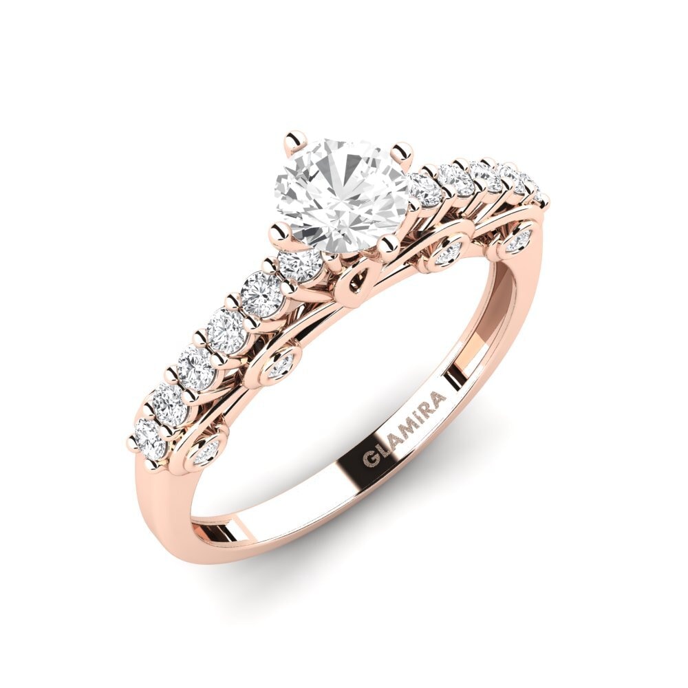 14ct Rose Gold White sapphire Engagement Ring Intersituate