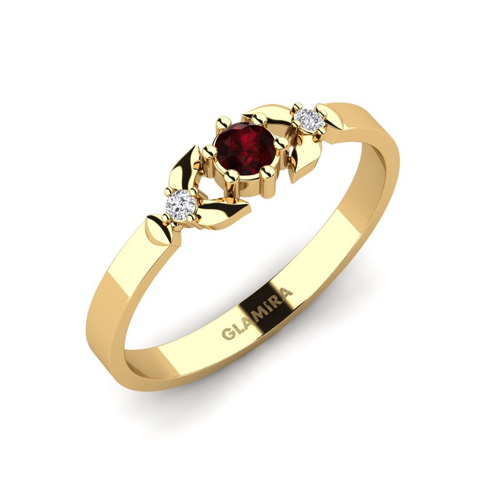 14ct Yellow Gold Garnet Engagement Ring Iodine