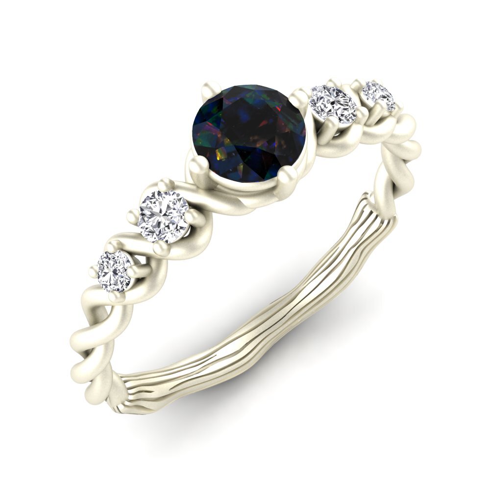 14k White Gold Black Opal Engagement Ring Janiecere