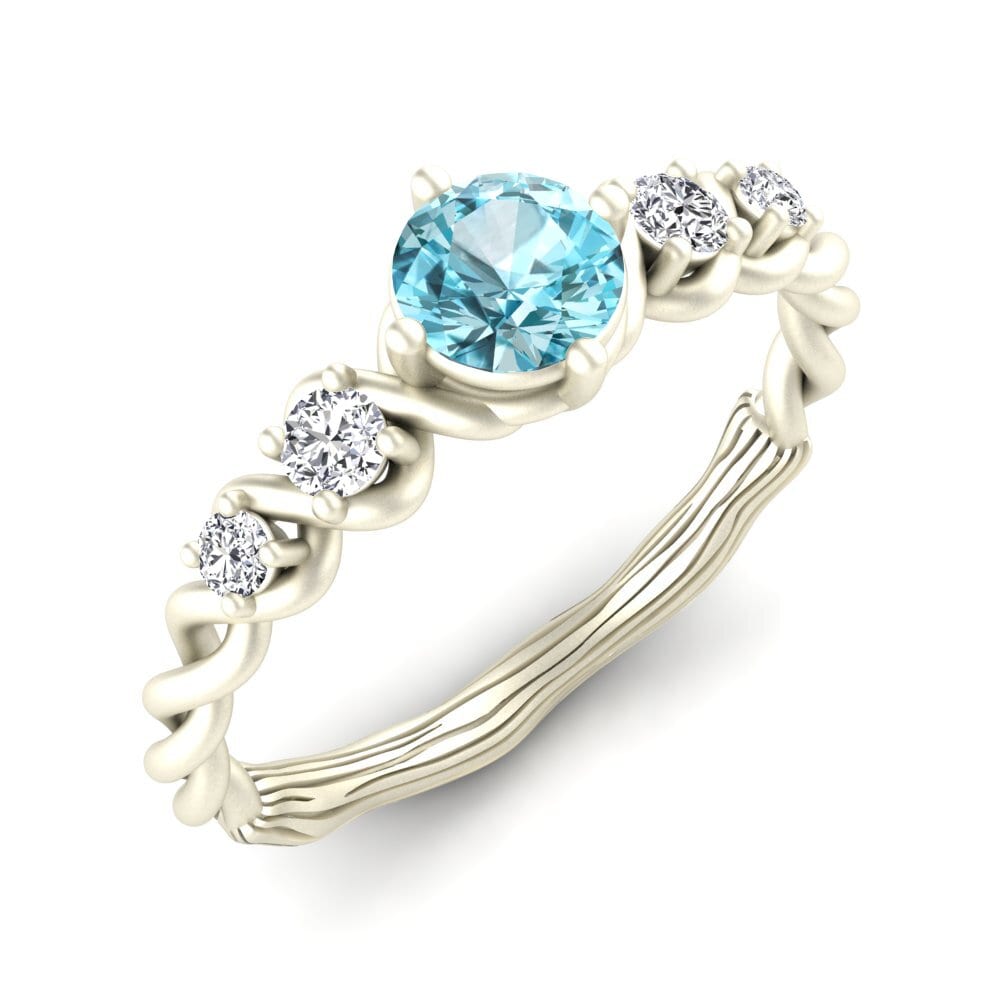 14ct White Gold Blue Zircon Engagement Ring Janiecere