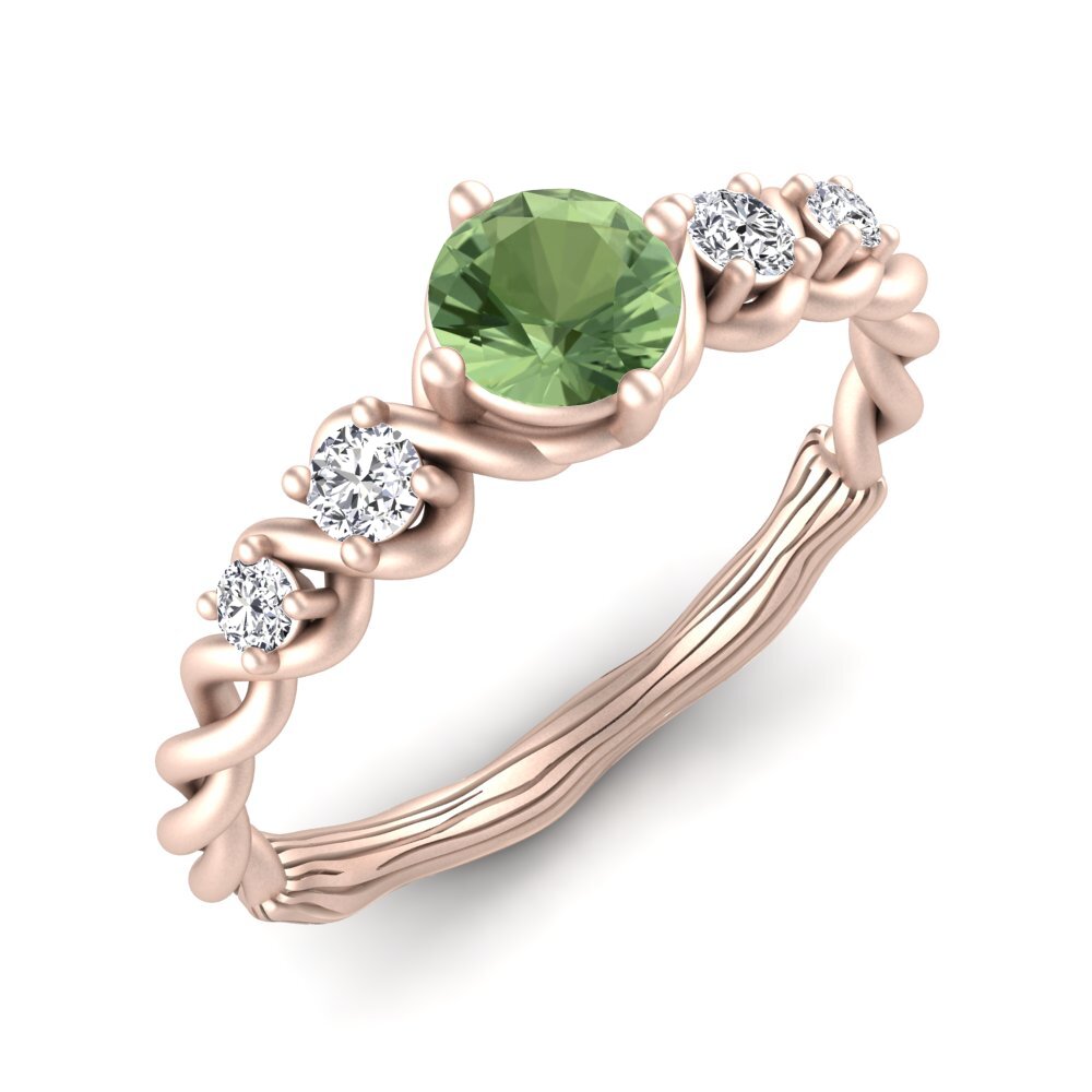Vàng Hồng 18K Đá Sapphire Xanh Nhẫn đính hôn Janiecere
