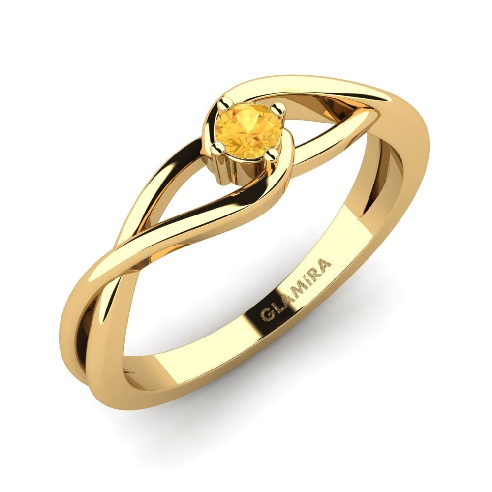 14k Oro Amarillo Citrino Anillo de compromiso Joy 0.1crt