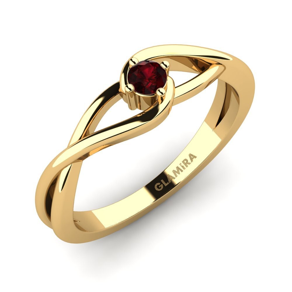 14K Yellow Gold Garnet Engagement Ring Joy 0.1crt