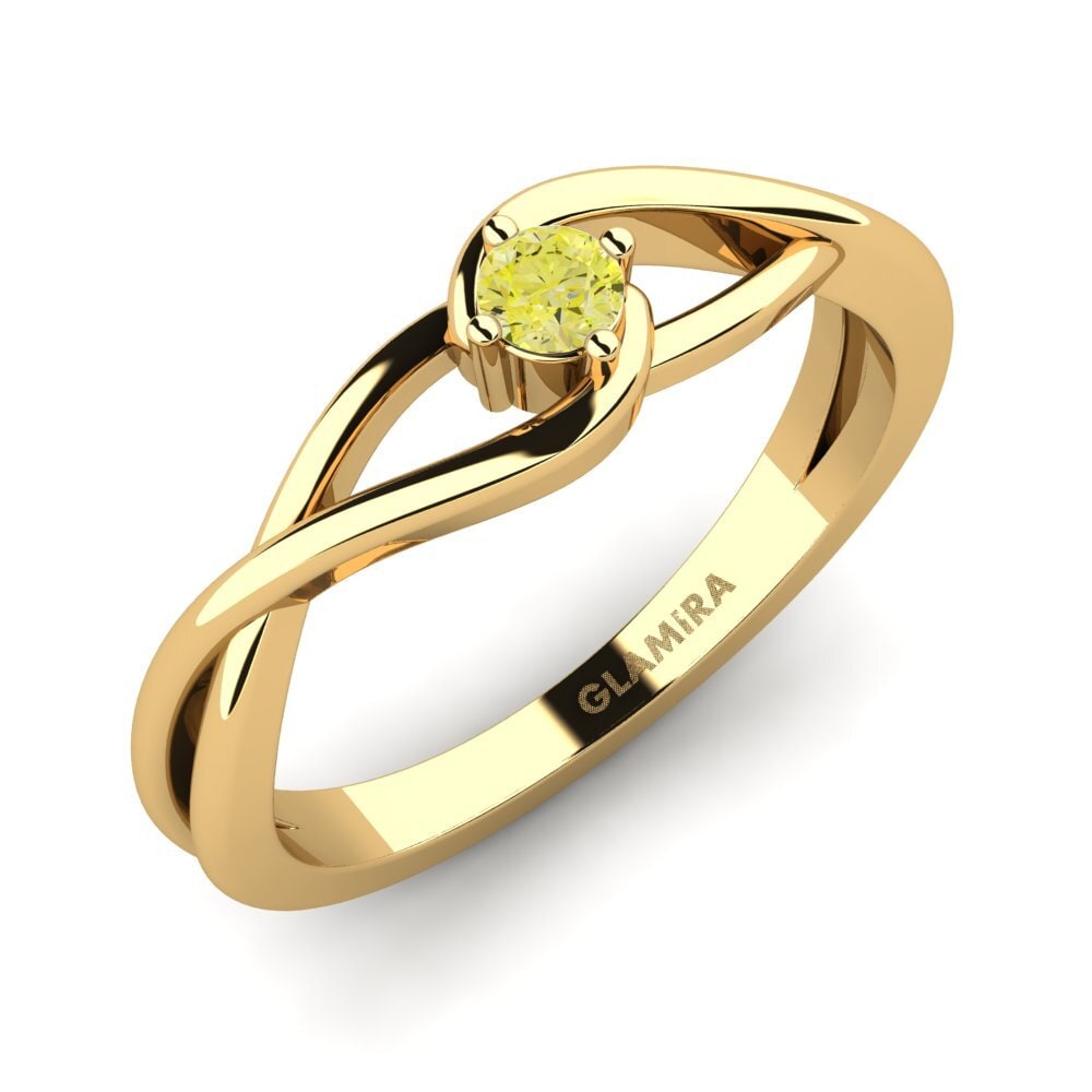 18k Oro Amarillo Anillo de compromiso Joy 0.1crt