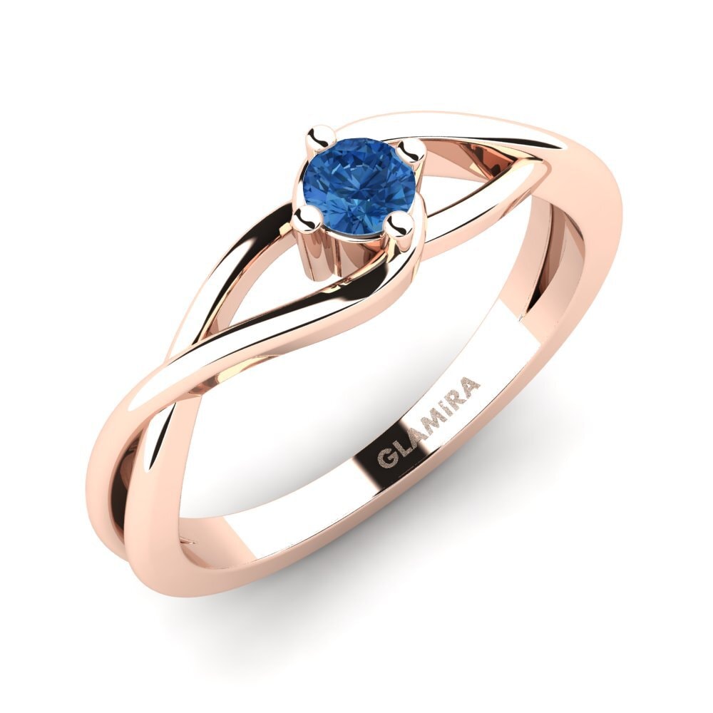 14ct Rose Gold Dark Blue Zirconia Engagement Ring Joy