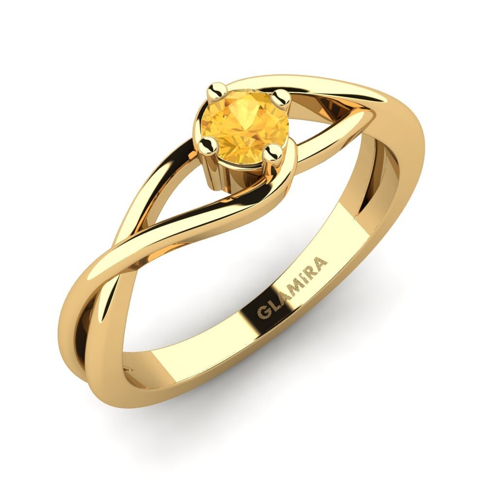 14k Oro Amarillo Citrino Anillo de compromiso Joy 0.25crt