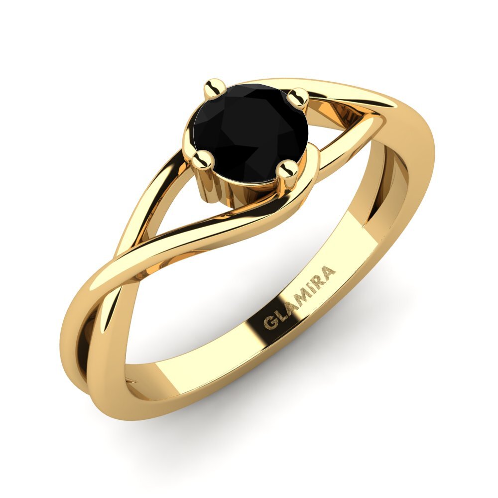 14ct Yellow Gold Black Sapphire Engagement Ring Joy 0.5crt