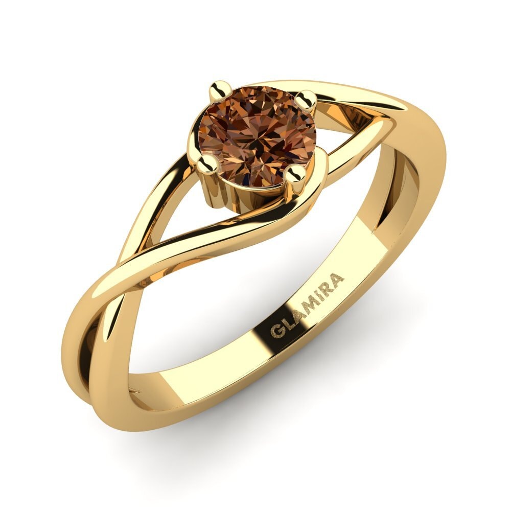 18k Oro Amarillo Anillo de compromiso Joy 0.5crt