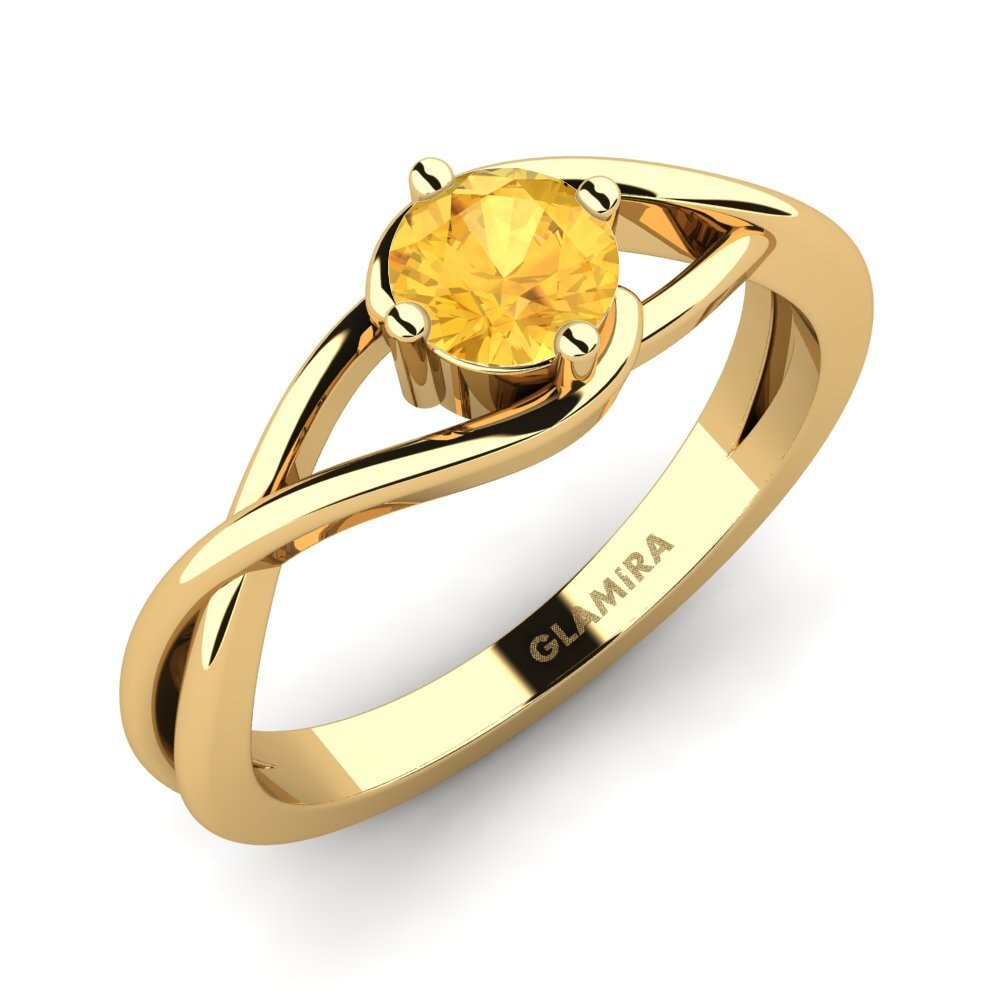 18k Oro Amarillo Citrino Anillo de compromiso Joy 0.5crt
