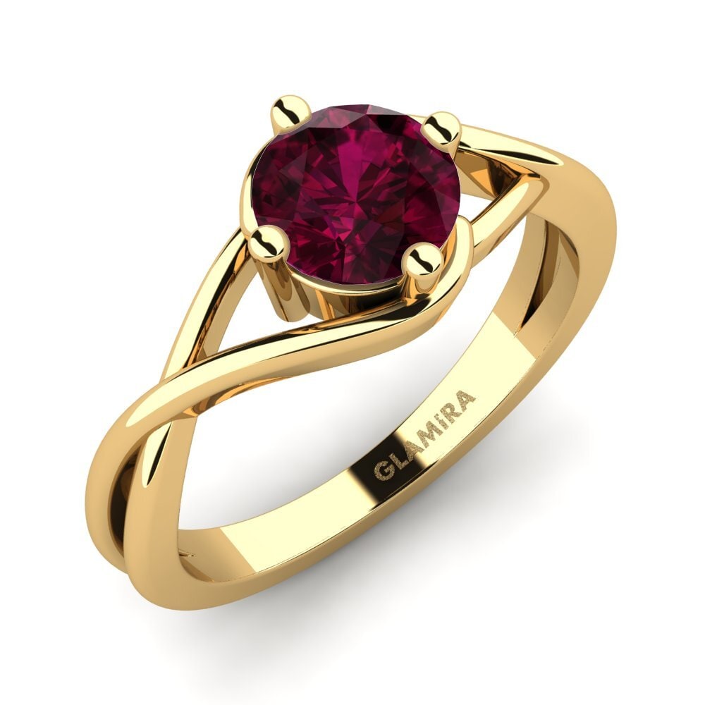 Oro Giallo 585 Granato Rodolite Anello di fidanzamento Joy 1.0crt