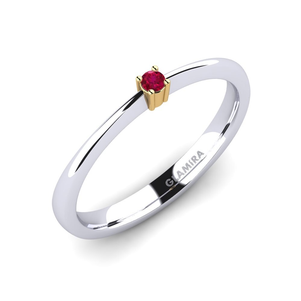 18ct White / Yellow Gold Ruby Engagement Ring Julia 0.03 crt