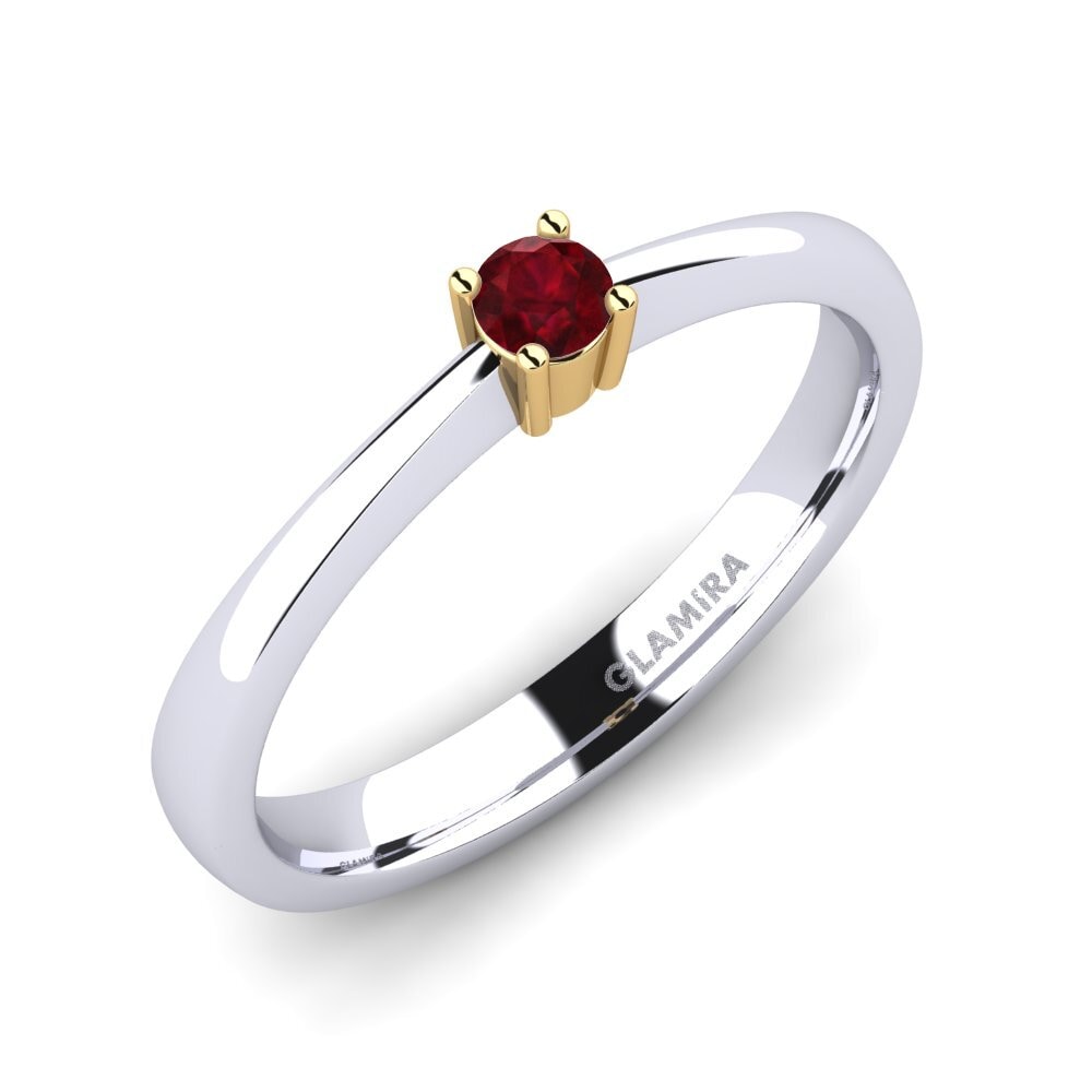18ct White / Yellow Gold Ruby Engagement Ring Julia 0.1 crt