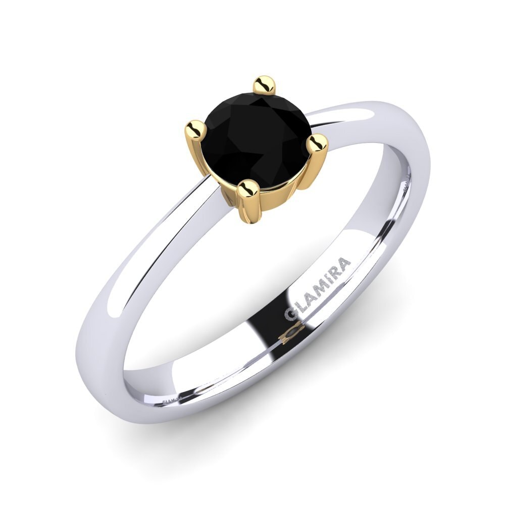 14ct White / Yellow Gold Black Diamond Engagement Ring Julia 0.5 crt