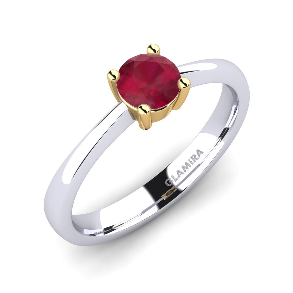 18ct White / Yellow Gold Ruby Engagement Ring Julia 0.5 crt