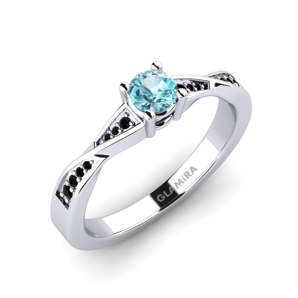Blue Zircon Engagement Ring Kabena 0.25 crt