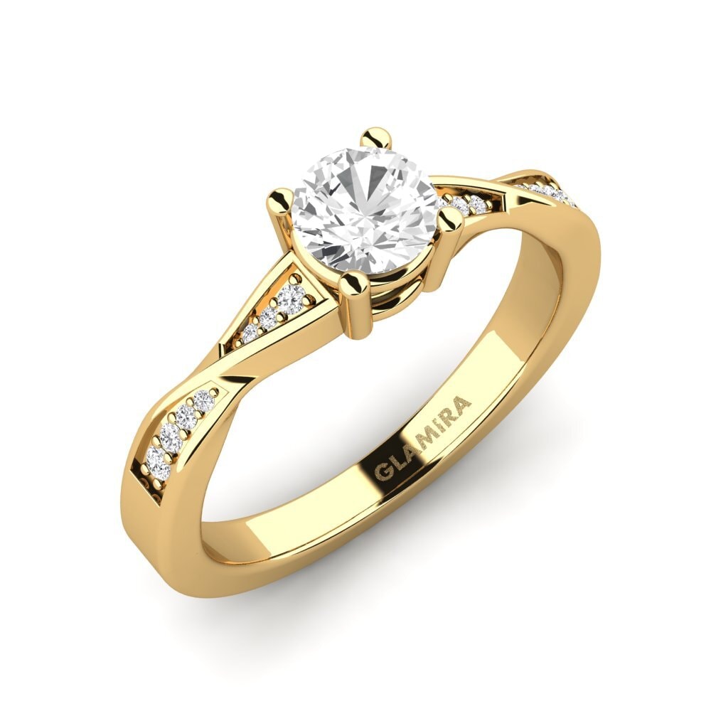14ct Yellow Gold White sapphire Engagement Ring Kabena 0.5 crt