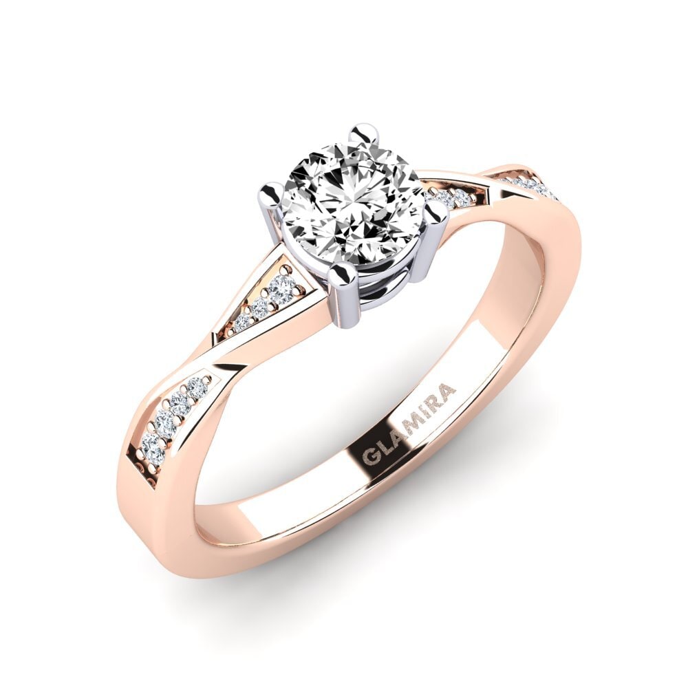 14ct Rose / White Gold Moissanite Engagement Ring Kabena 0.5 crt