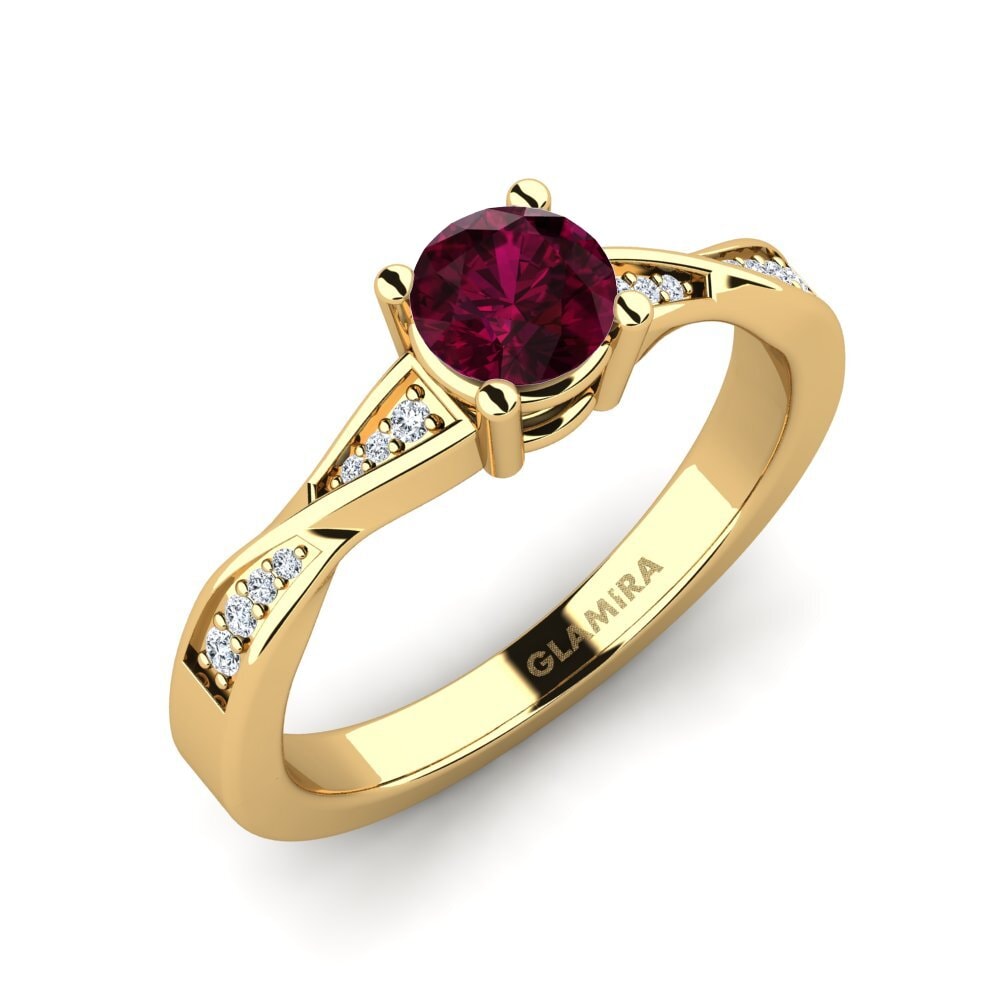 Vàng 9K Đá Rhodolite Nhẫn đính hôn Kabena 0.5 crt