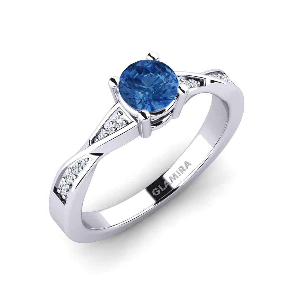 Dark Blue Zirconia Engagement Ring Kabena 0.5 crt