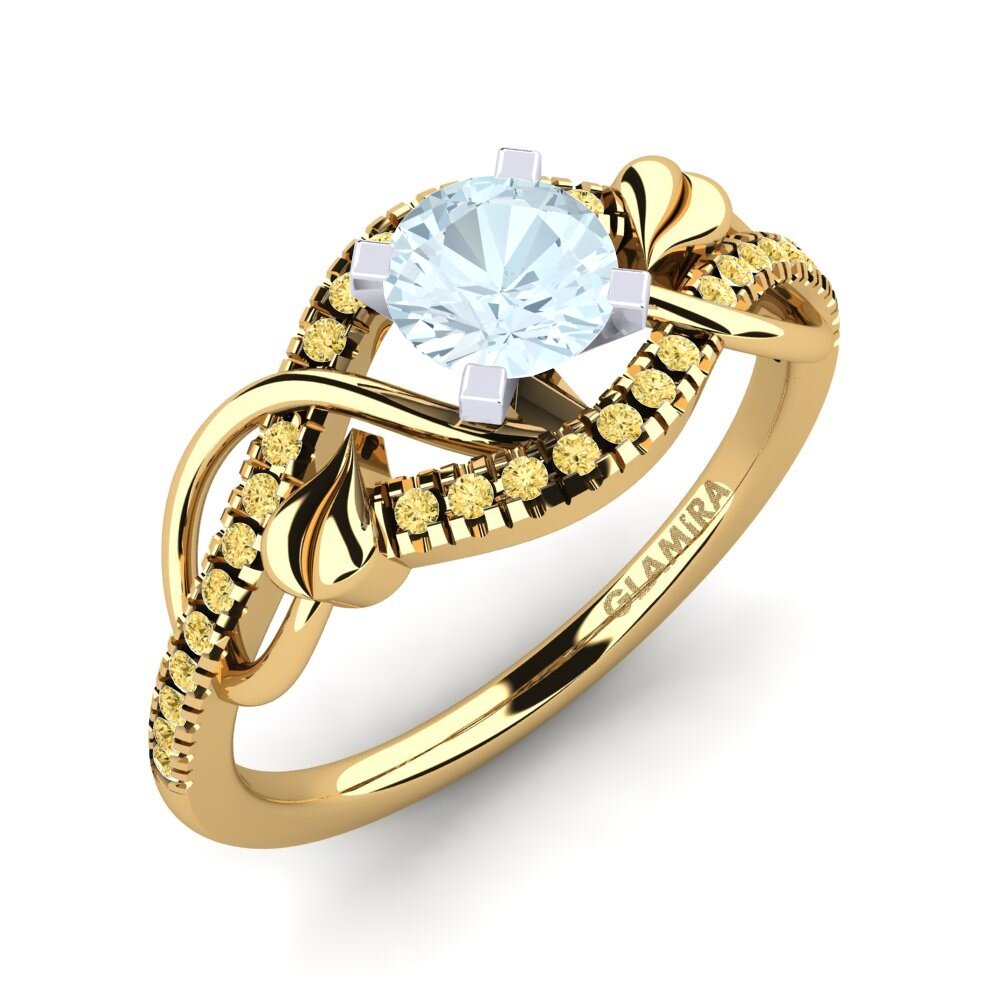 14ct Yellow & White Gold Aquamarine Engagement Ring Karlee