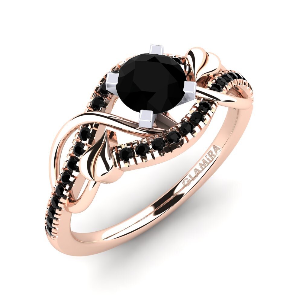 Or Rose & Blanc 585 Diamant Noir Bague de fiançailles Karlee