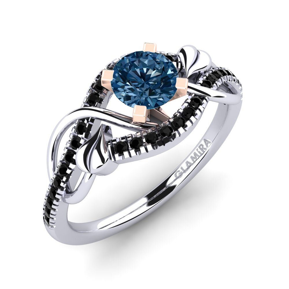 18ct White & Rose Gold Blue Diamond Engagement Ring Karlee