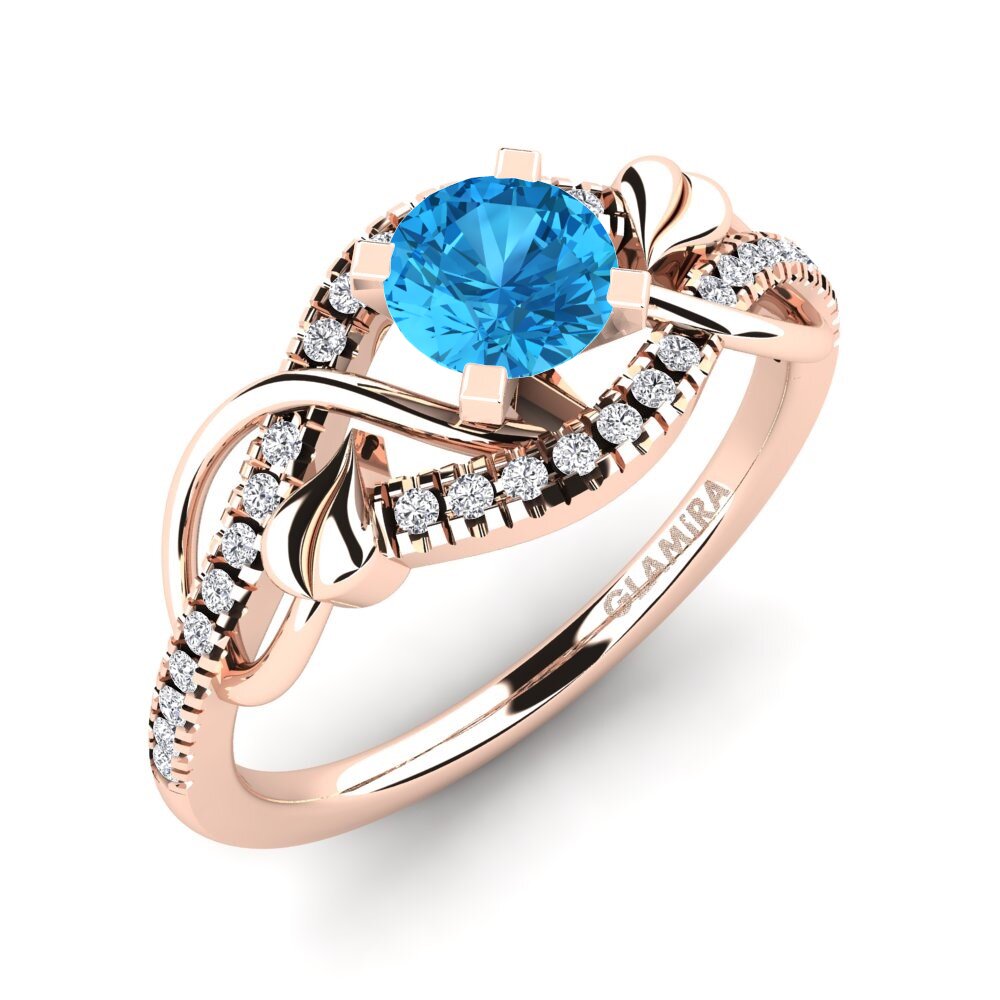 14ct Rose Gold Blue Topaz Engagement Ring Karlee