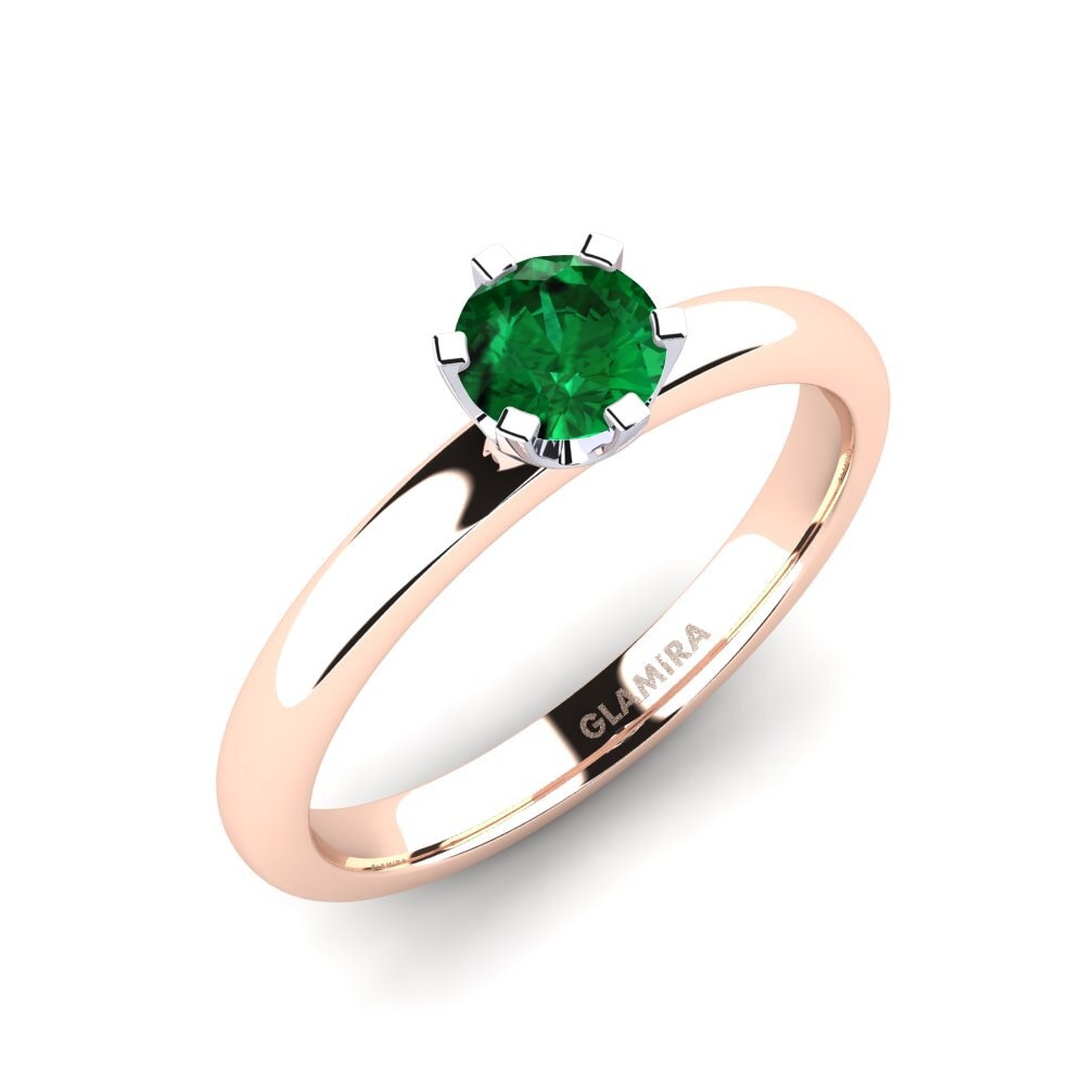 9ct Rose / White Gold Emerald (Lab Created) Engagement Ring Katherina 0.5crt