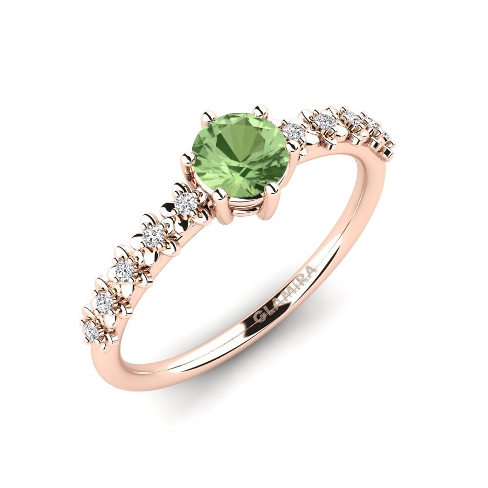 Vàng Hồng 18K Đá Sapphire Xanh Nhẫn đính hôn Ladre