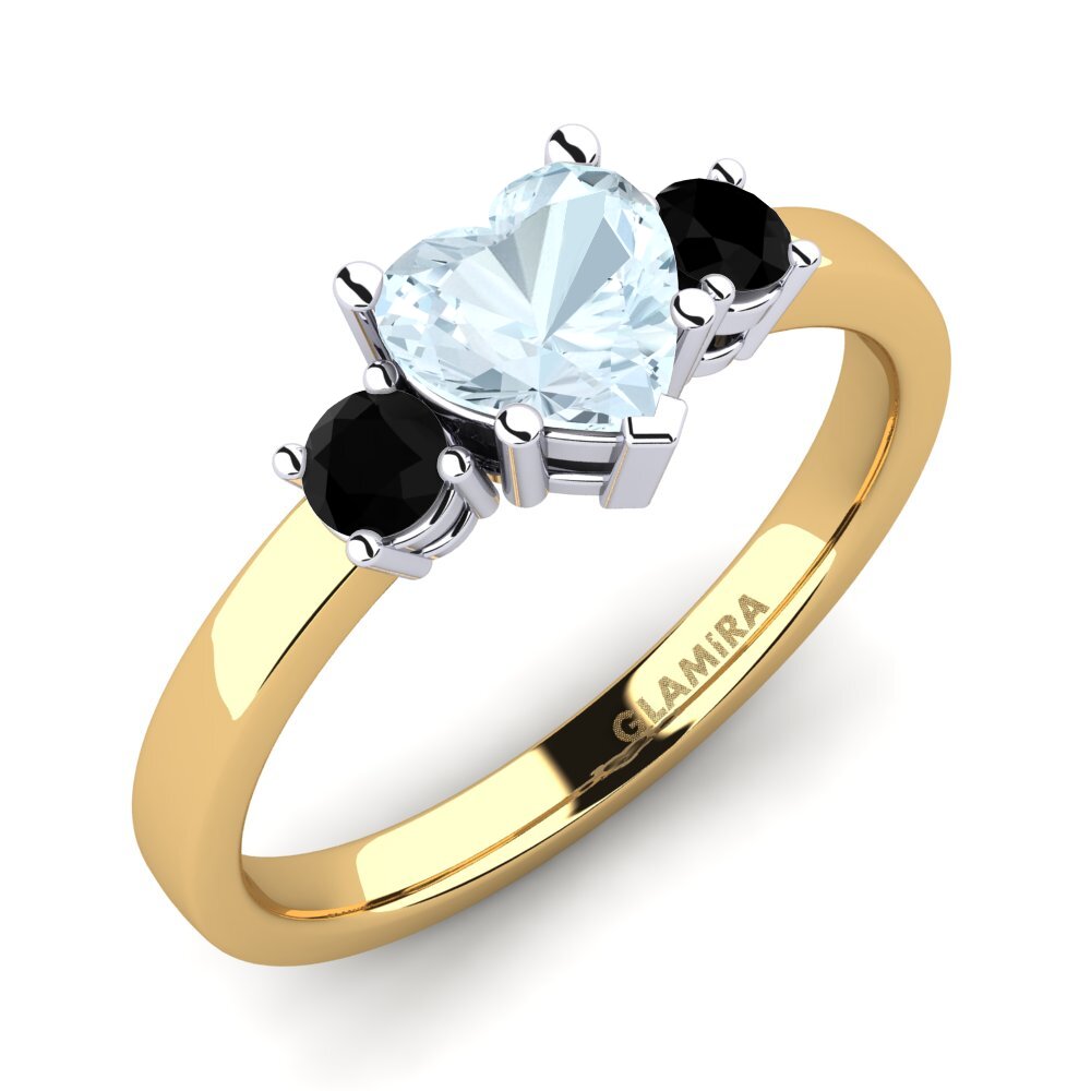 14ct Yellow & White Gold Aquamarine Engagement Ring Lauren