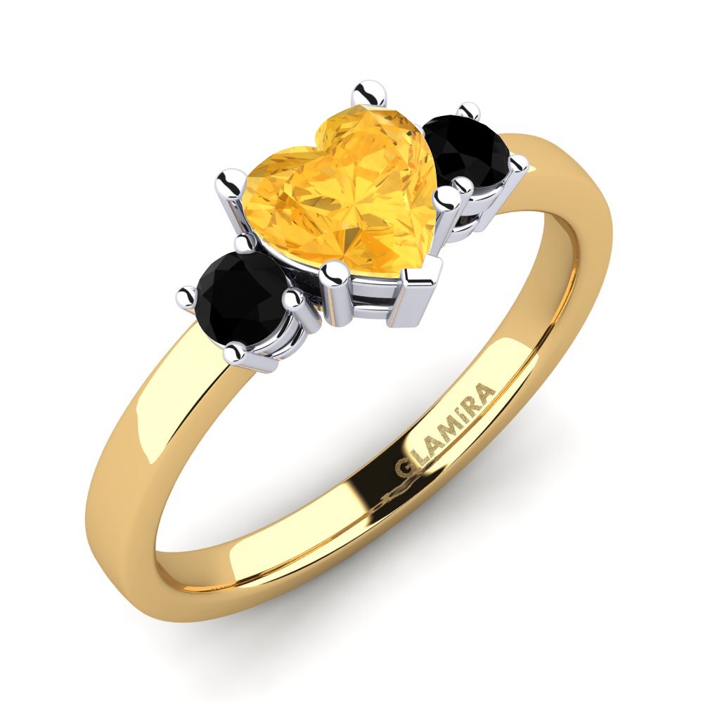 14k Oro Amarillo & Blanco Citrino Anillo de compromiso Lauren