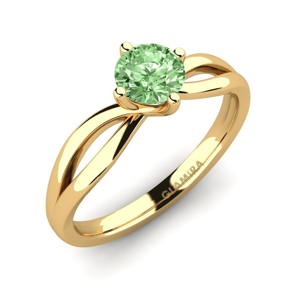 14ct Yellow Gold Green Diamond Engagement Ring Layla 0.5crt