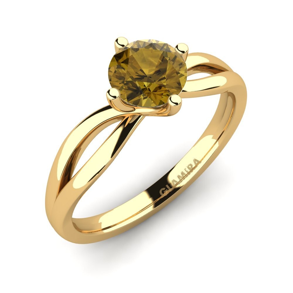 Gelbgold 585 Brauner Zirkon Verlobungsring Layla