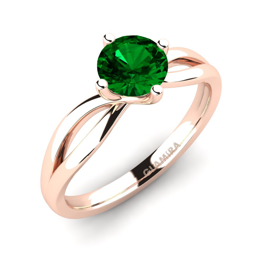 14ct Rose Gold Green Zirconia Engagement Ring Layla