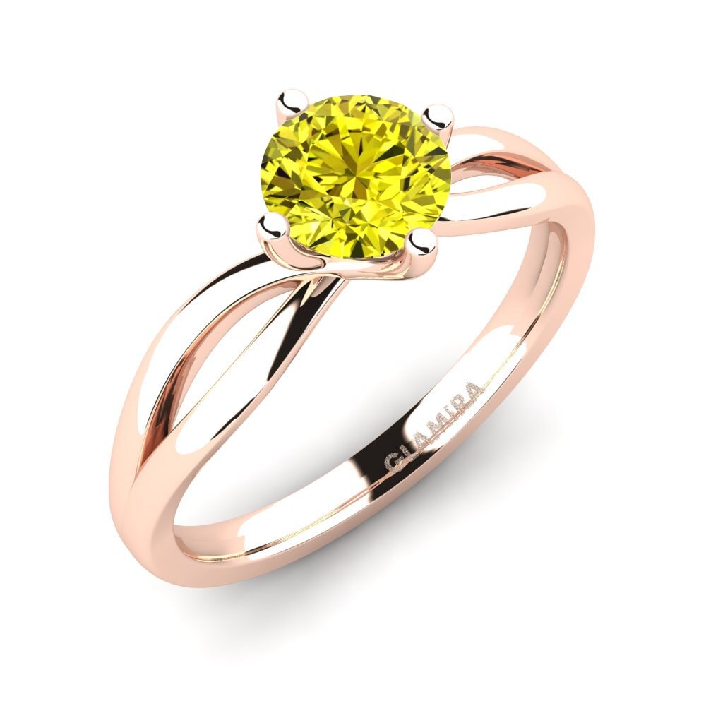 14ct Rose Gold Yellow Diamond Engagement Ring Layla