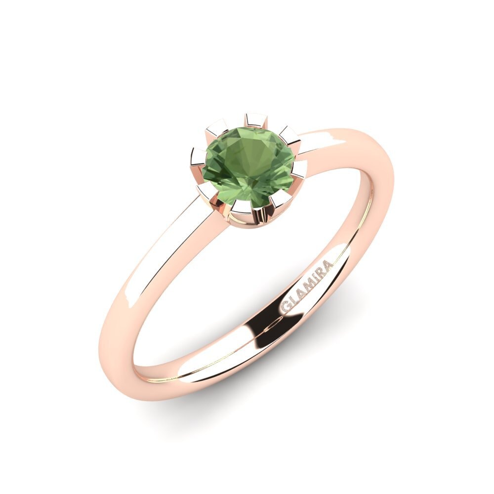 14ct Rose Gold Green Sapphire Engagement Ring Linderoth 0.5 crt