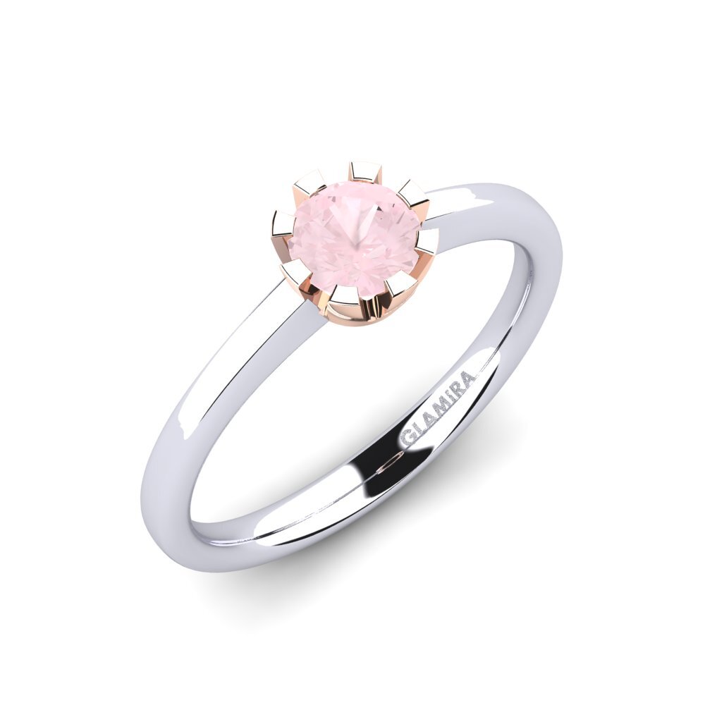 14ct White & Rose Gold Rose Quartz Engagement Ring Linderoth 0.5 crt