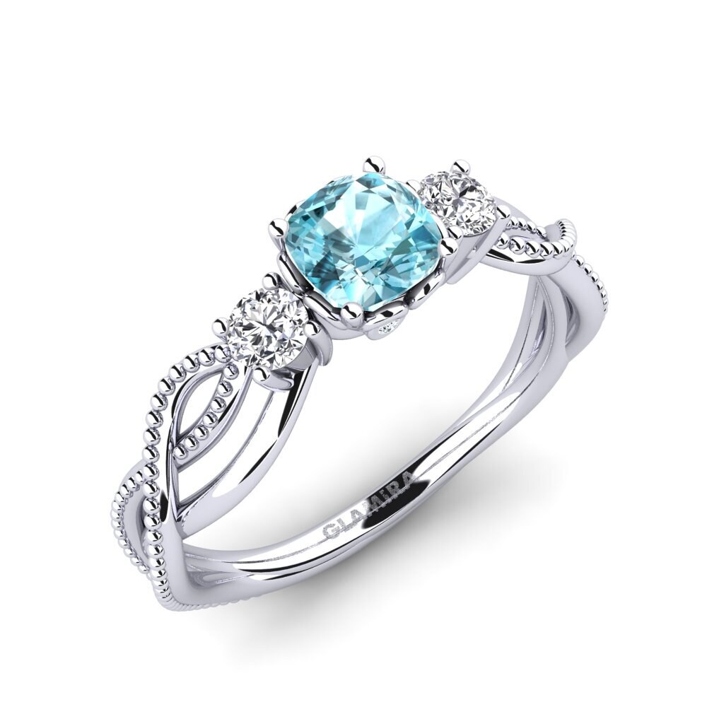 950 Platinum Blue Zircon Engagement Ring Lordecita