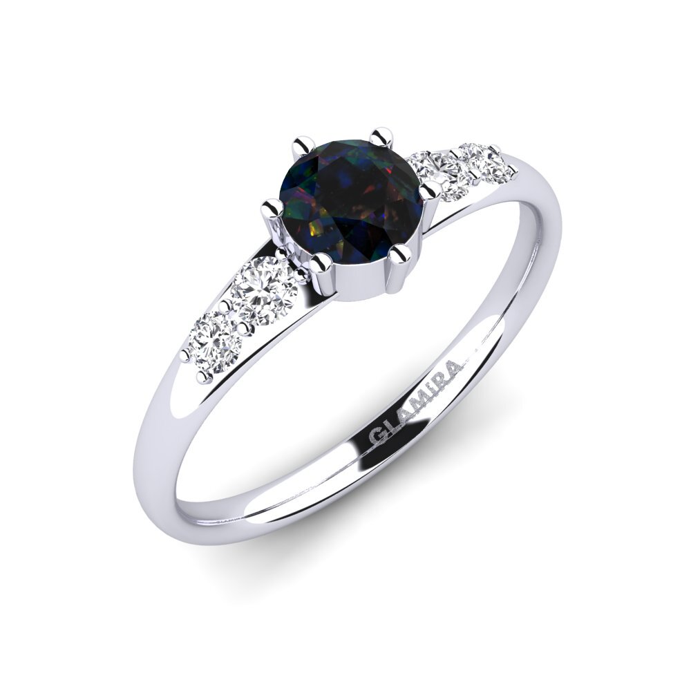 Black Opal Engagement Ring Lugh