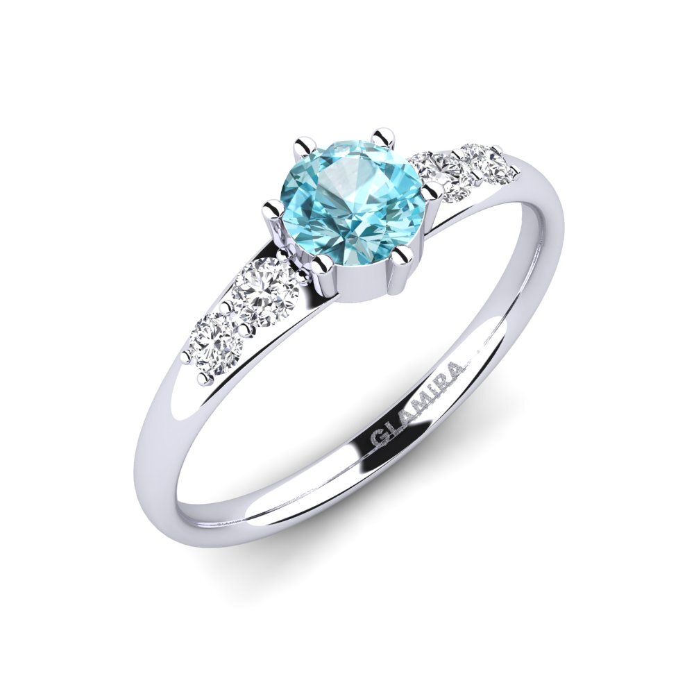 Blue Zircon Engagement Ring Lugh