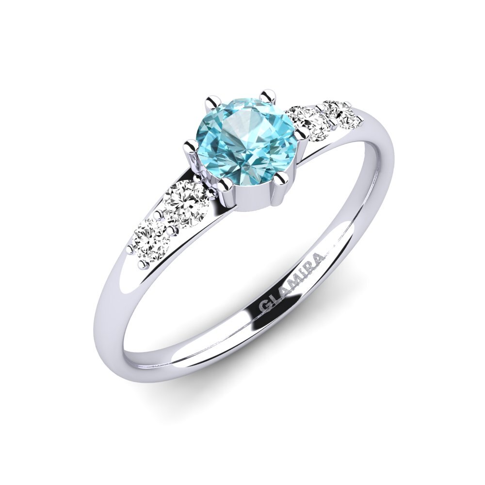 Blue Zircon Engagement Ring Lugh