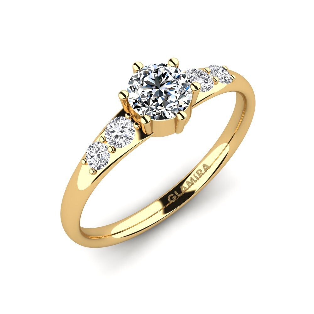 14k Yellow Gold Zirconia Engagement Ring Lugh