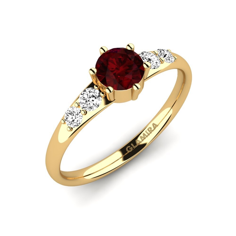14K Yellow Gold Garnet Engagement Ring Lugh