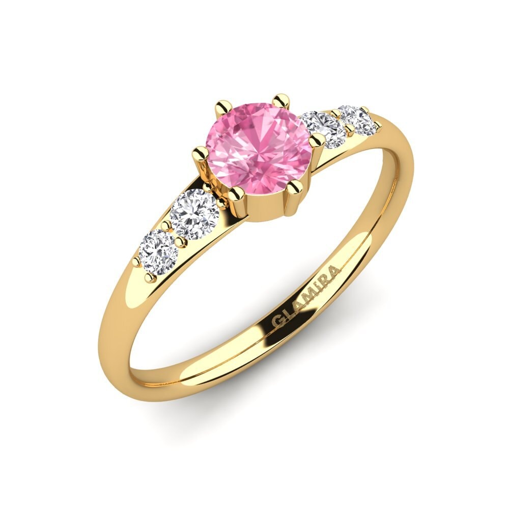 9k Oro Amarillo Zafiro Rosado Anillo de compromiso Lugh