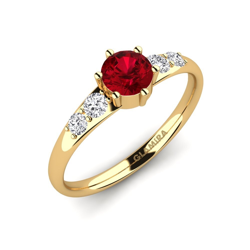 14k Yellow Gold Red Zirconia Engagement Ring Lugh